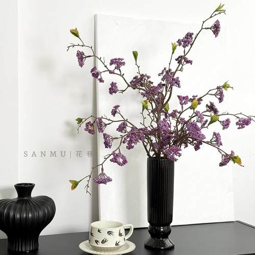 中古风高级感紫色鸢尾仿真花摆件客厅餐桌插花花器酒店样品间新品