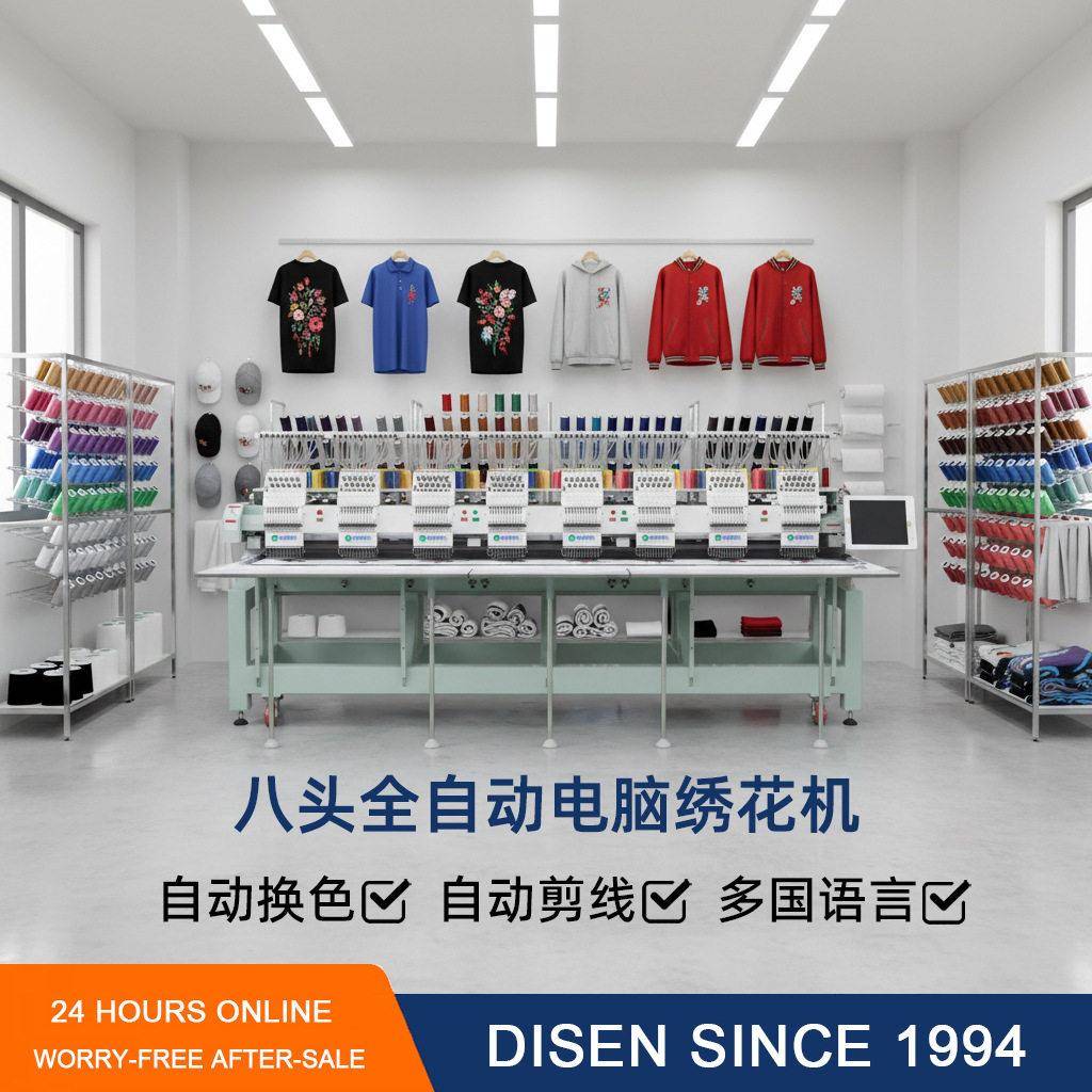 8头12针全自动电脑绣花机刺绣机商用帽绣机器embroidery machine