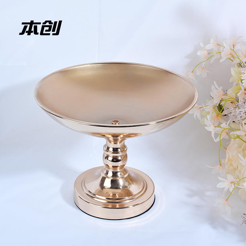 本创婚庆道具金色果盘主桌铁艺花器橱窗装饰花瓶酒店前台糖果盘