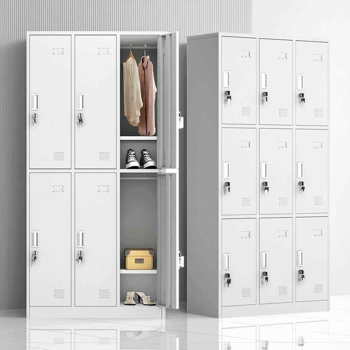 钢制员工更衣柜宿舍职工换衣柜带锁工厂车间收纳柜鞋柜多门置物柜