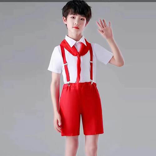 正品青少服诗年舞服儿童红领表演服中小学生巾合唱歌朗诵服