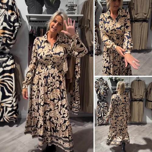Cardigan long skirt long sleeved printed dress