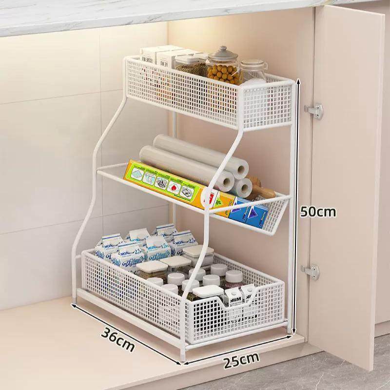厨房下水槽多层置物架调料碗碟抽拉式下水池橱柜拉篮分层收纳架子,厨房/烹饪用具,抹布架/厨房清洁收纳架,淘宝优惠券,粉丝福利购,淘宝优惠卷