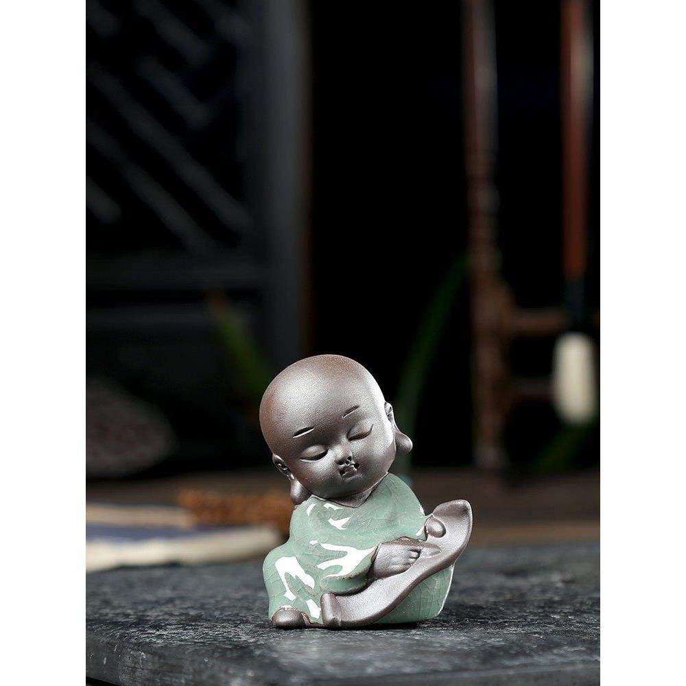 创意哥窑陶瓷小和尚摆件花盆多肉园艺鱼缸盆栽造景装饰小沙弥花宠