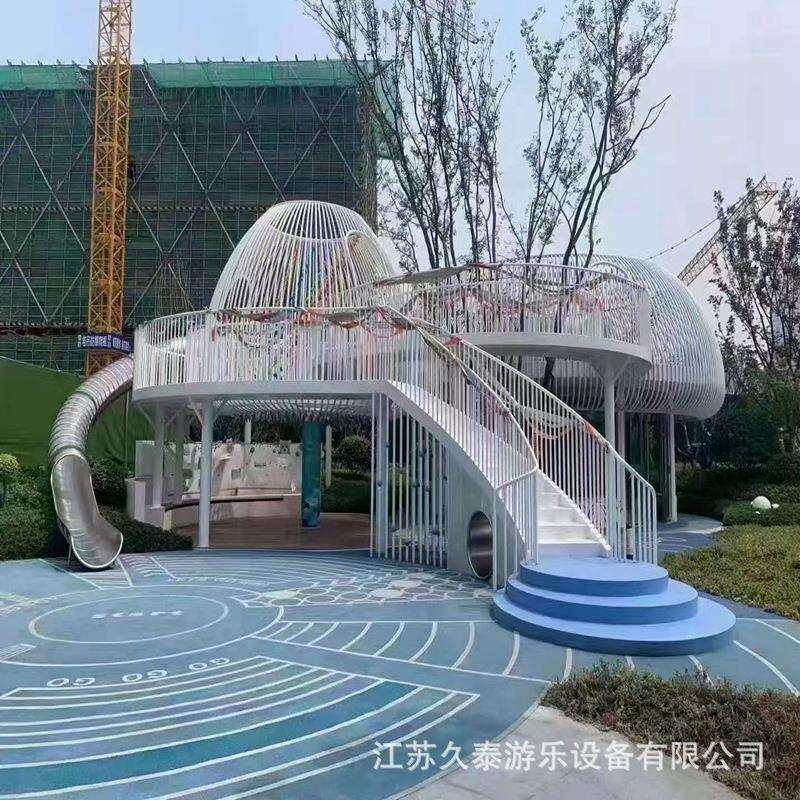 儿童户外游乐设备无动力爬网秋千非标大型钻洞攀爬幼儿园滑梯厂家
