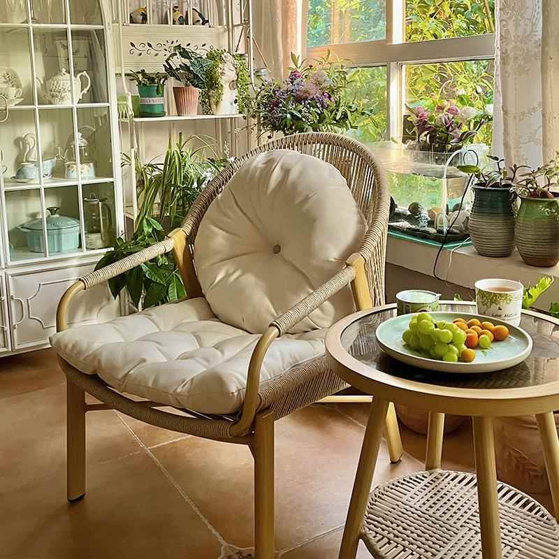 阳台小桌椅小户型沙发躺椅看书喝茶休闲椅子藤编庭院花园户外桌椅