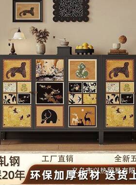 2025新款钢制斗柜E0级环保复古餐边柜家用厨房储物柜客厅储物柜