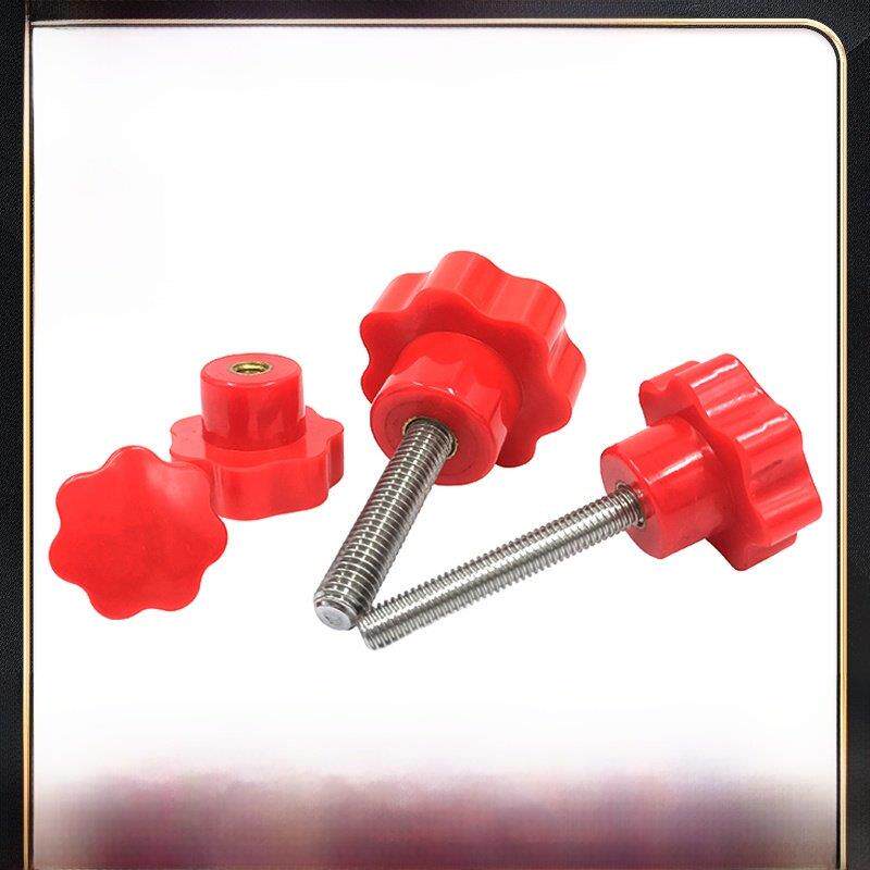 304不锈钢红色七星旋钮电木梅花手柄手动螺丝机械手柄M45M68M1012