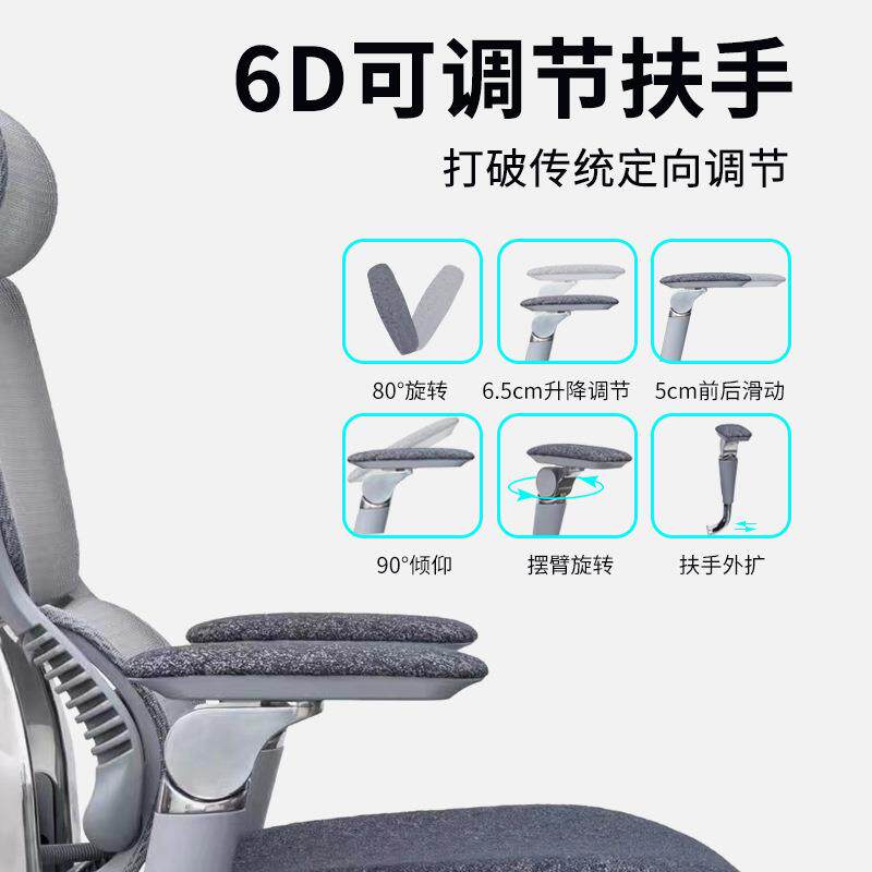 高端办公椅护腰舒适电脑椅可按摩电竞椅6D可调节扶手人体工学椅子