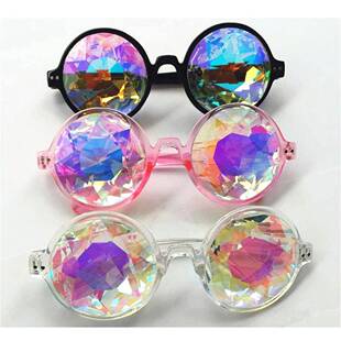 1pcs Clear Round Glasses Kaleidoscope Eyewears Crystal Lens
