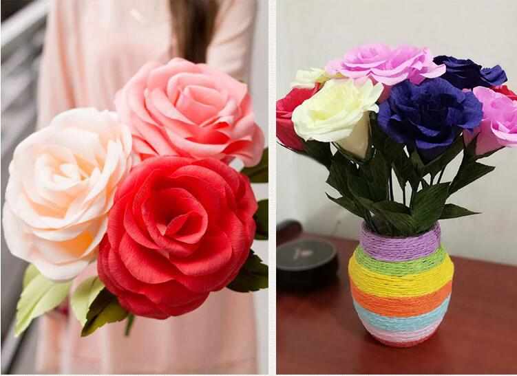 彩色皱纹纸卷边纸伸缩纸手揉纸diy手工材料玫瑰花鲜花花束包装纸详情11