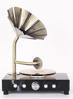 现代无障碍豪华大理石收音机留声机创意模型桌面书房模型房间软装