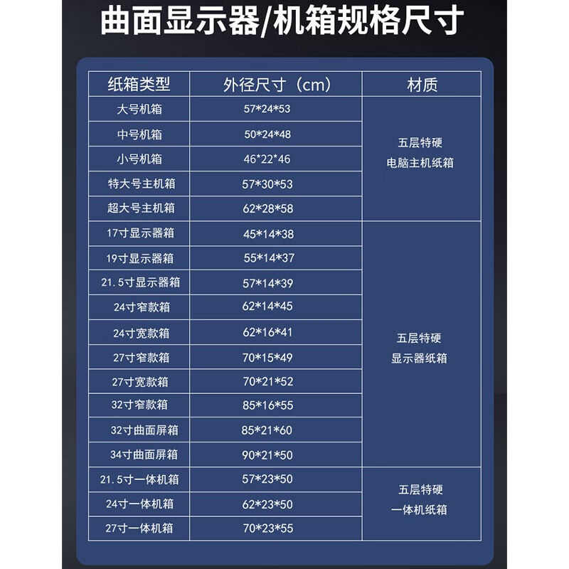 千恒32-34寸带鱼屏显示器纸箱子台式电脑曲屏幕电视主机打包装箱