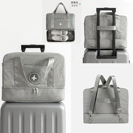 旅行袋可套拉杆箱大容量干湿分离包纯色单肩双肩行李包防水旅行包
