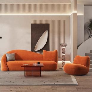 S71油风布艺云朵发小型客厅简户约现代双人卧室弧沙形异形休闲沙