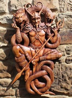 新款树脂工艺品摆件神像雕墙面装饰图标家居奥丁乌鸦