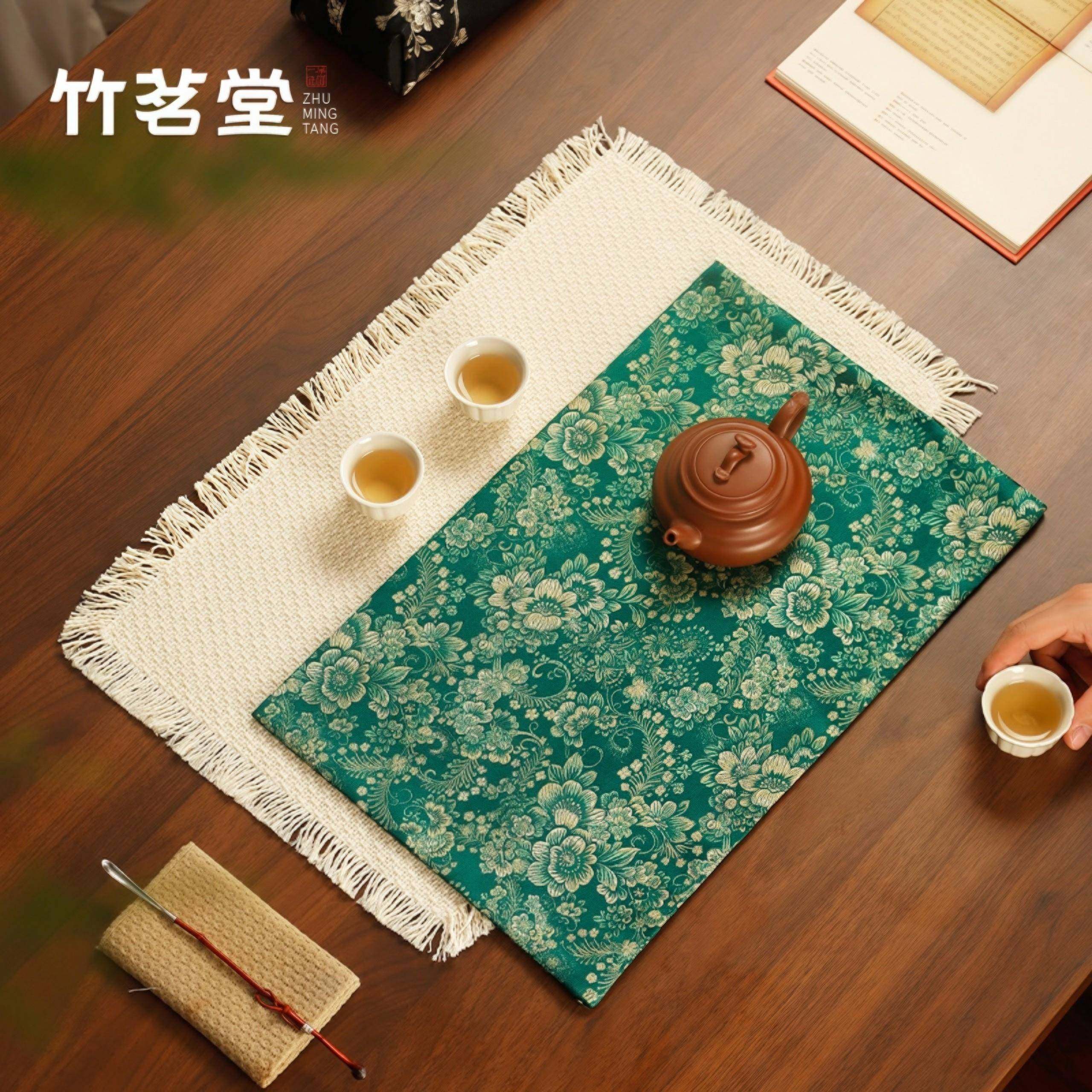 新中式双层棉麻茶席织锦干泡席禅意家用布艺桌垫茶杯垫隔热茶盘垫,居家布艺,茶席,淘宝优惠券,粉丝福利购,淘宝优惠卷