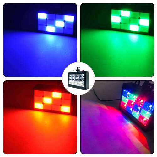 厂家12颗格栅频闪灯KV舞闪台LE灯D电子爆闪声控三色YG-4789T自走