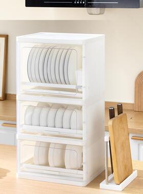 A10L碗柜家用厨房台面碗筷收纳沥水篮免双三层带盖碗盘碟筷置