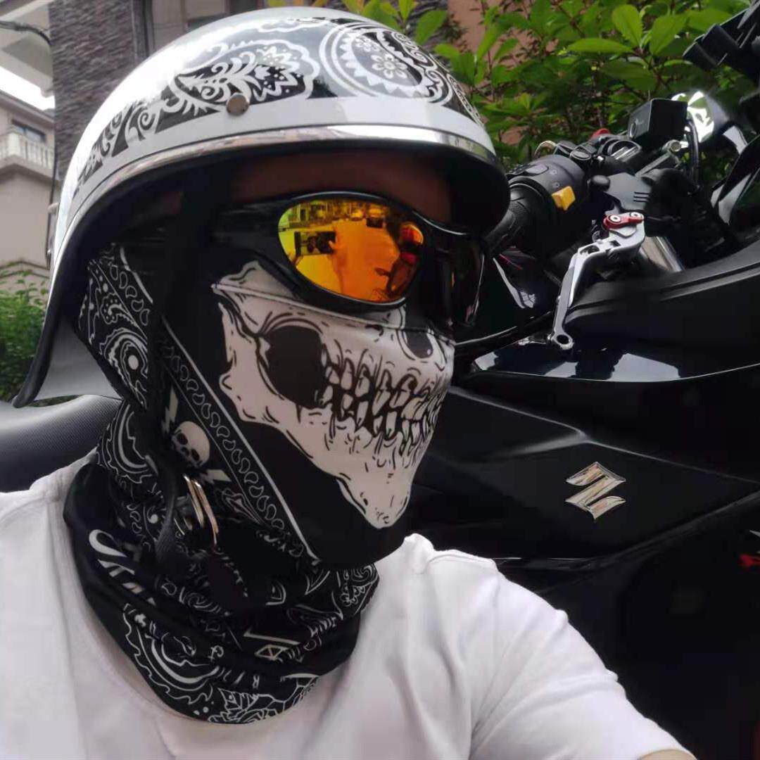 户外机车骑行运动冰丝防晒面巾3D魔术头巾围脖套透气骷髅面罩夏