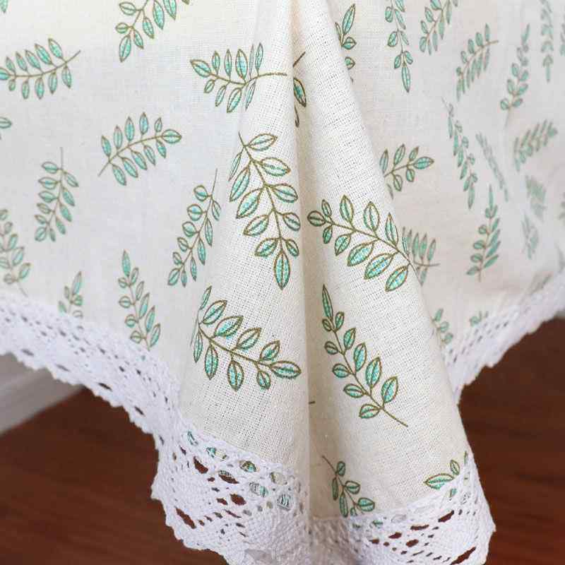 正品i系ns棉麻花边桌布布艺 日几格子北欧风小清新长形方餐桌茶书