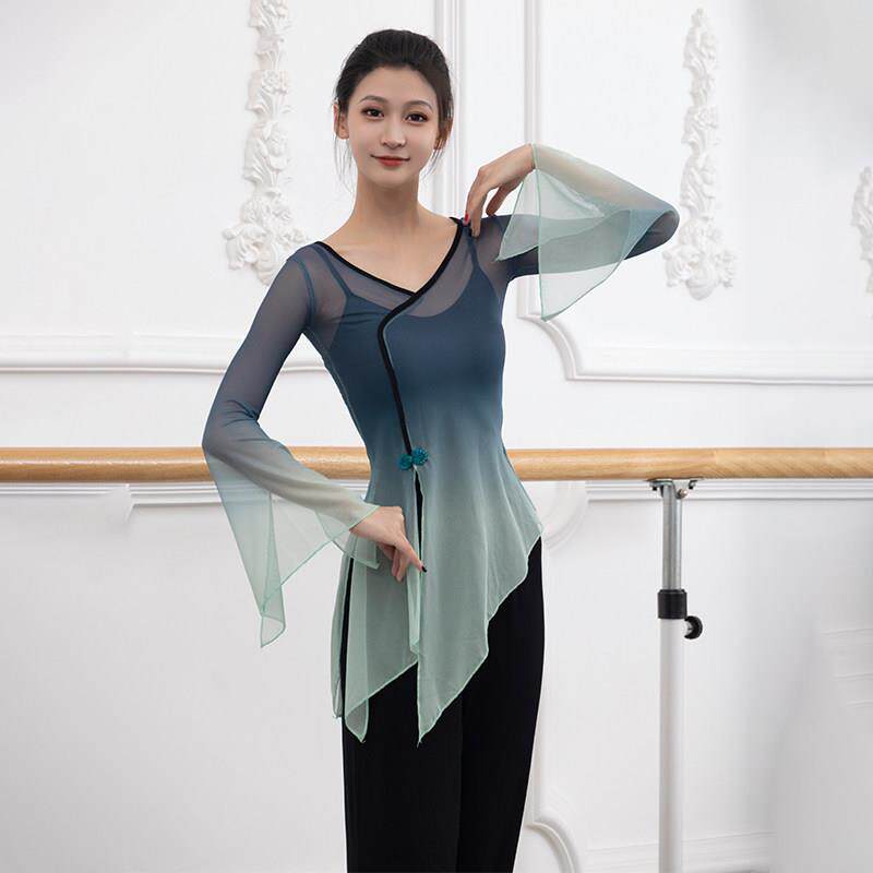 古典舞身韵纱衣春夏长袖练功服现代舞表演服学生艺考舞蹈服套装女