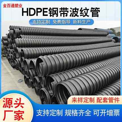管道hdpe钢带波纹管钢带增强螺旋波纹管排水管排污管pe双壁