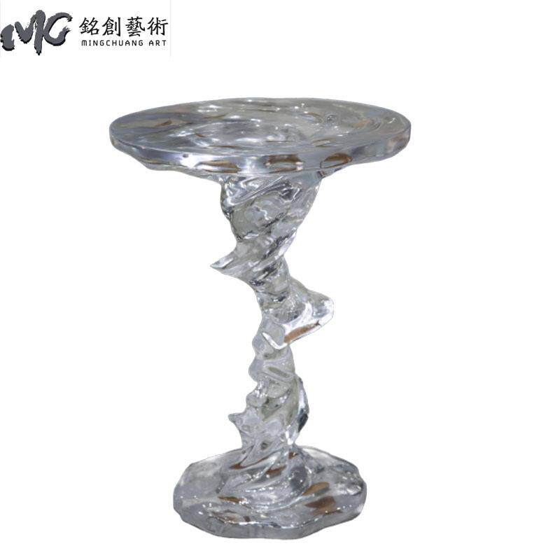 透明圆形茶几客厅家用大堂售楼处水晶异型树脂茶桌子设计师款边几
