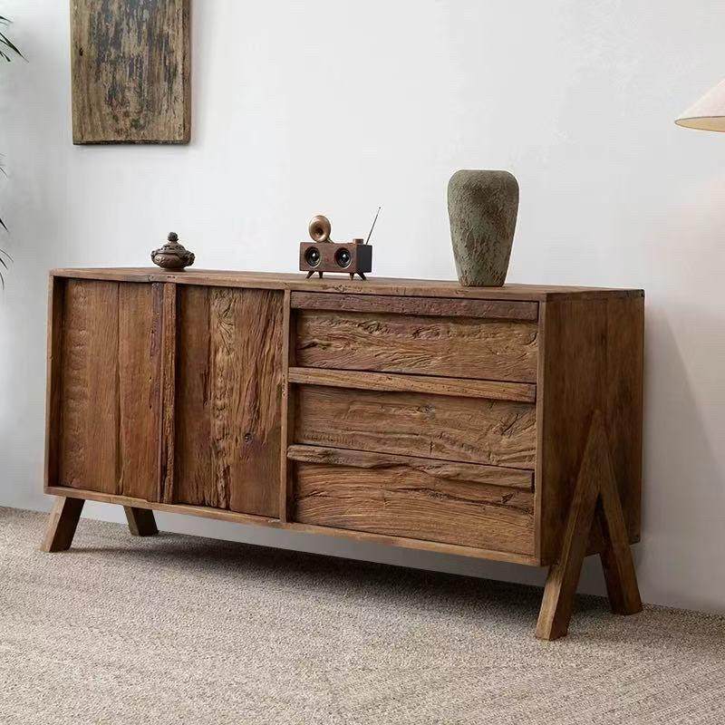 侘寂风实木餐边柜风化木抽屉玄关柜收纳柜民宿茶室收纳柜茶杯展柜,住宅家具,餐边柜,淘宝优惠券,粉丝福利购,淘宝优惠卷