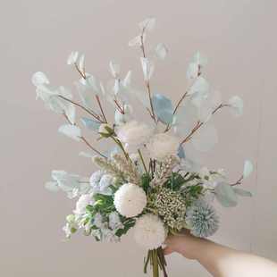 仿真批发蓝色简约花绢花摆设m178花花束假手札花艺家居
