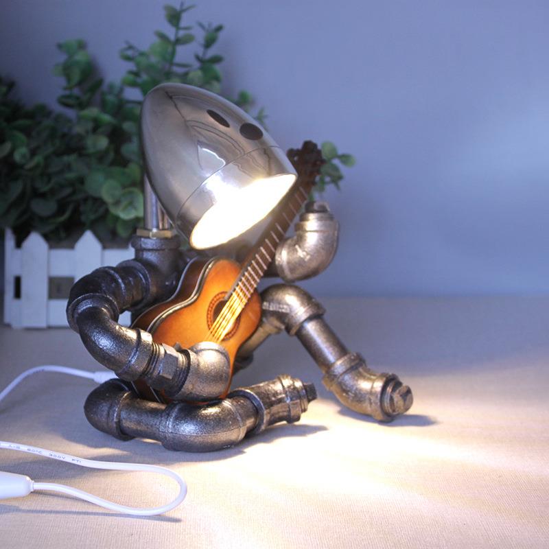 led美式创意铁管复古工业风咖啡酒吧书桌水管机器人台灯