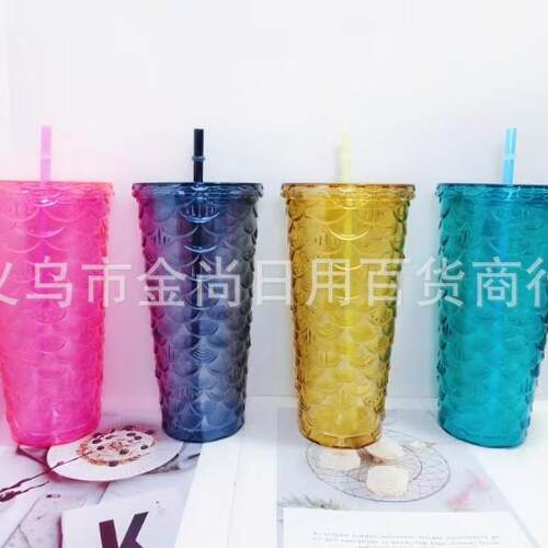 Large Capacity Plastic Straw Cup for Home Use, Creative Non-