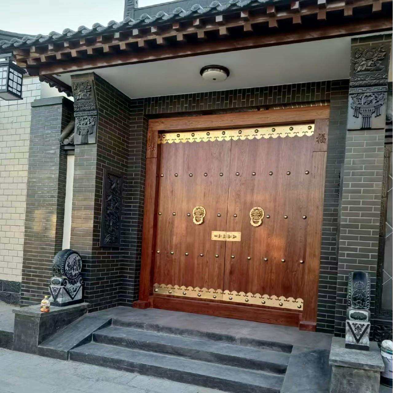 榆木实木大门仿古庭院中式老榆木木门室外别墅农村围墙祠堂民宿