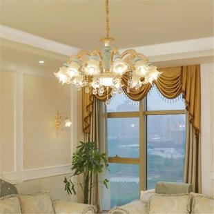 欧式 蓝色陶瓷卧室灯简约现代气餐灯厅水晶404 吊客厅灯2205新大款