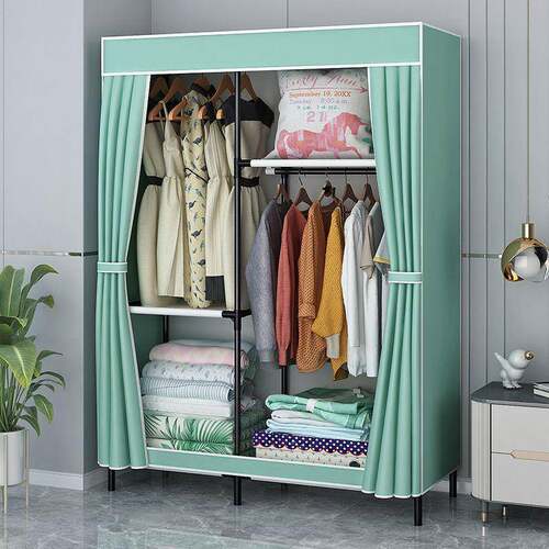 简易衣柜出租房屋落地架子家用卧室耐用组装宿舍小号收纳橱布衣柜