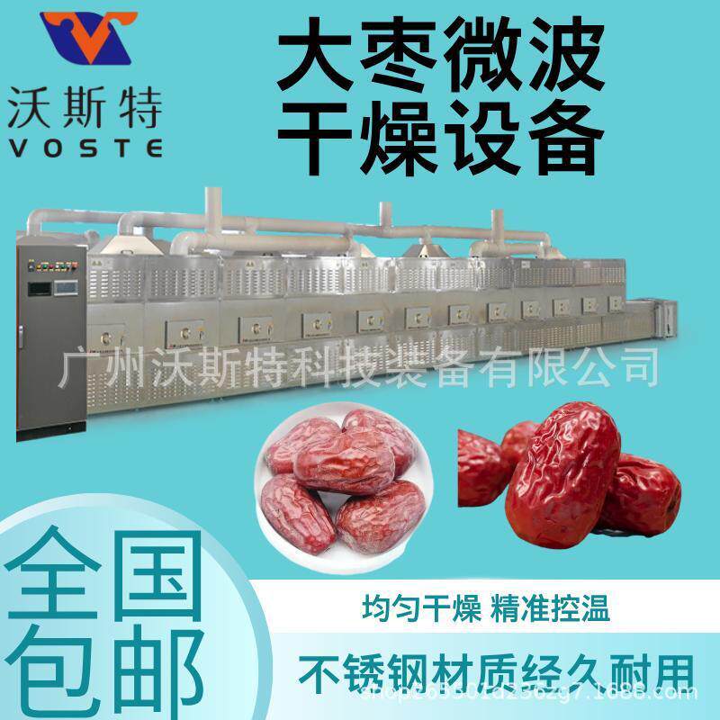 大枣微波烘干机红枣隧道式杀虫卵设备枣夹核桃干燥设备