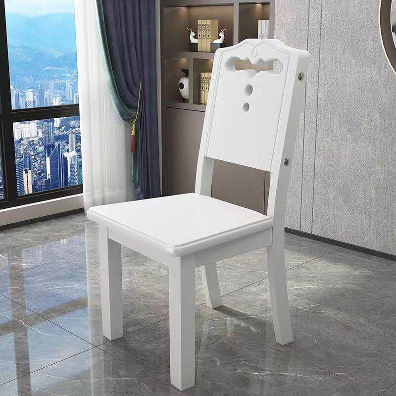 全实木餐椅家用简约现代白色中式餐厅吃饭餐桌椅子靠背椅木头凳子