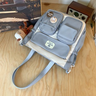 学生手提包女孩补课专用书包斜挎包高中生帆布补习袋初中生单肩包