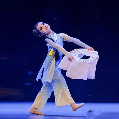 正品杯典独舞映花雨舞蹈服儿童飘逸舞服李少儿古舞桃演出服伞舞扇