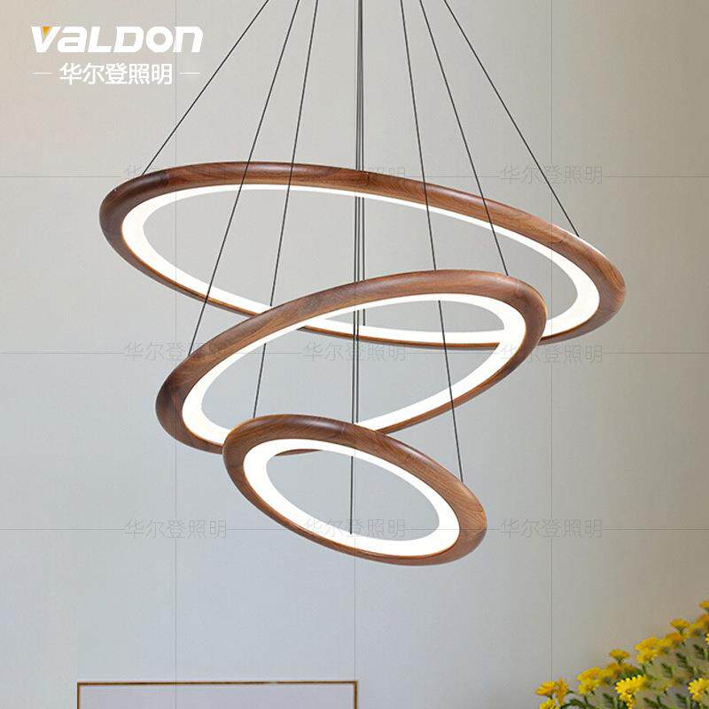 loft别墅复式楼大吊灯黑胡桃实木中古风跃层楼中楼挑空大堂客厅灯