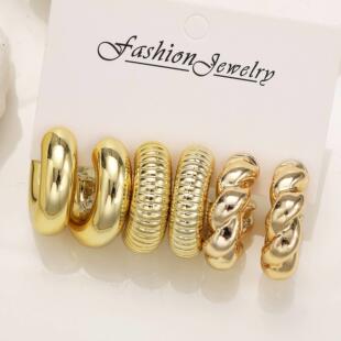 Earring set of 3 pieces欧美跨境金属个性朋克耳饰耳环套组3件套