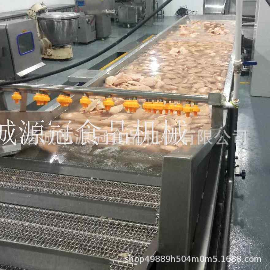 牌全自动冻肉解冻流水线 鸡胸肉解冻机 鸡爪玉米气泡化冻机