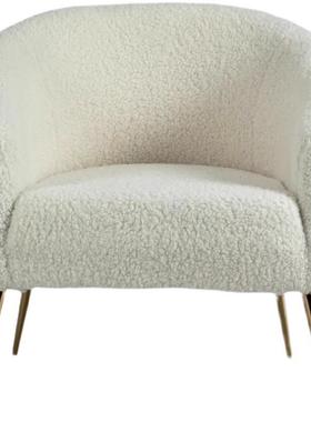 欧式小户型阳台客厅创意休闲单人椅轻奢简约白色羊羔毛懒人沙发椅