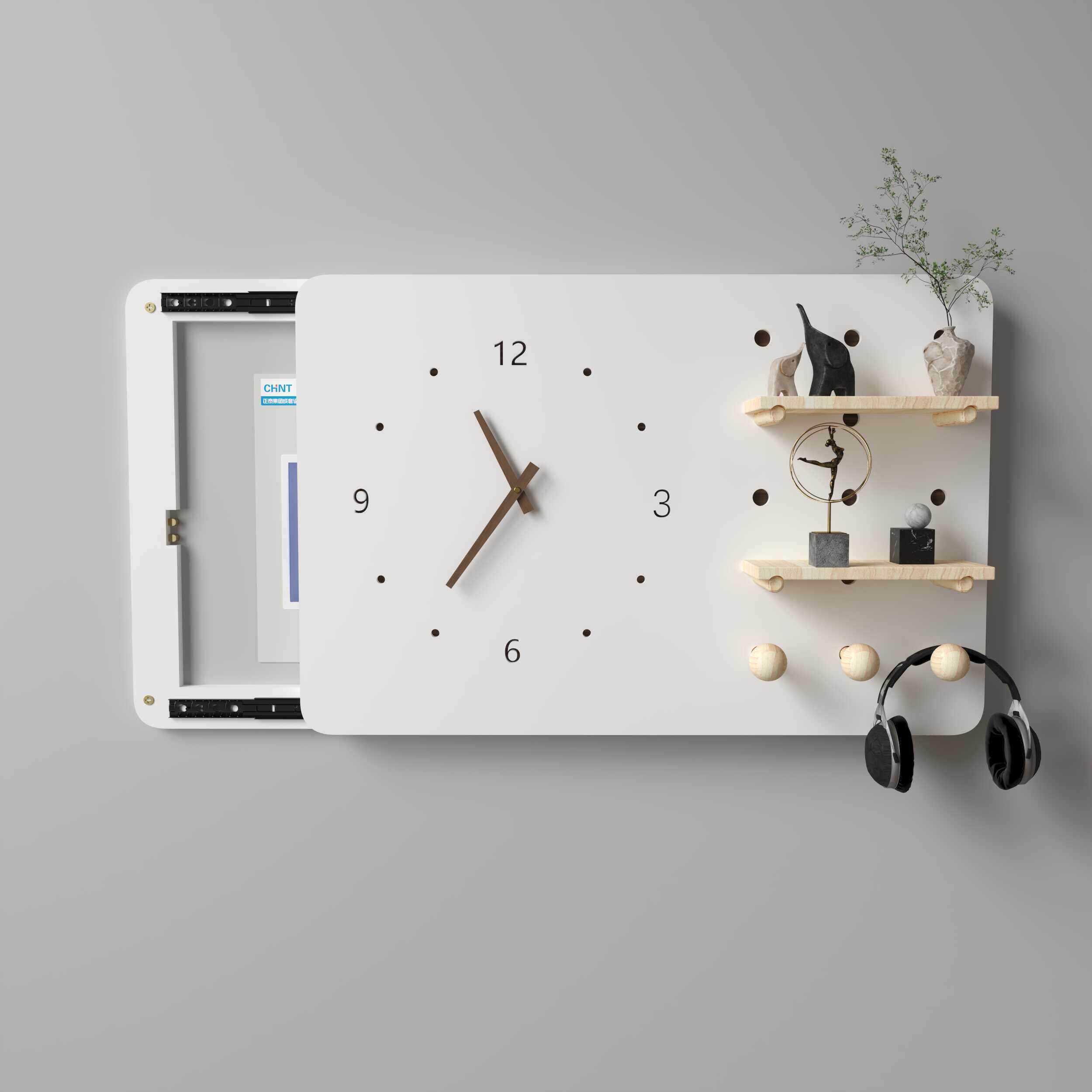 电表箱装饰画 画洞洞板免打孔遮挡现代简约时钟电箱挂画 画置物架