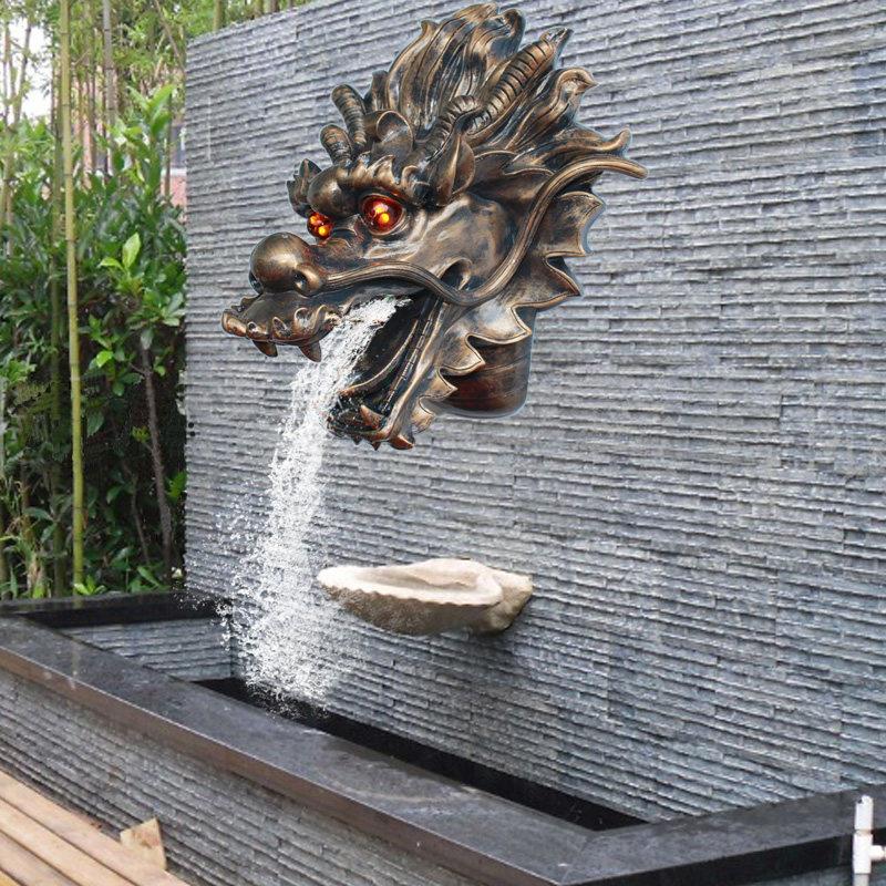 新中酒店饰挂式件彷石龙头吐水YH-026壁挂户外喷水雕池景观壁流水