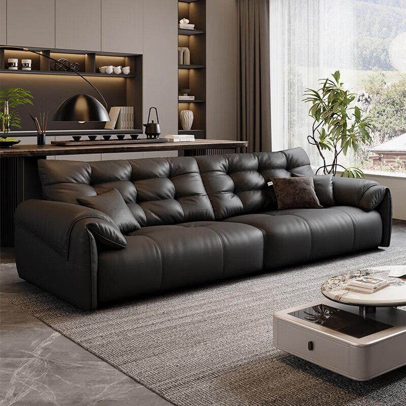 梵梦巢 极简真皮沙发轻奢意式牛皮大象耳朵客厅直排组合皮艺沙发F,住宅家具,皮艺沙发,淘宝优惠券,粉丝福利购,淘宝优惠卷