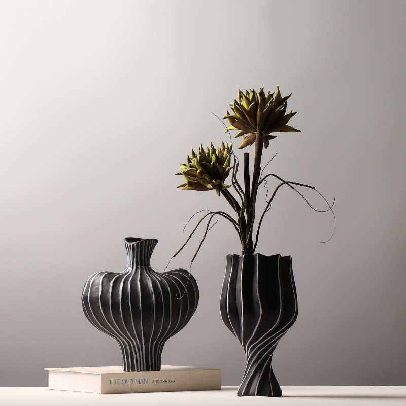 现代简约拼色陶瓷花瓶 设计师软装搭配展示柜装饰品 水培花器摆件