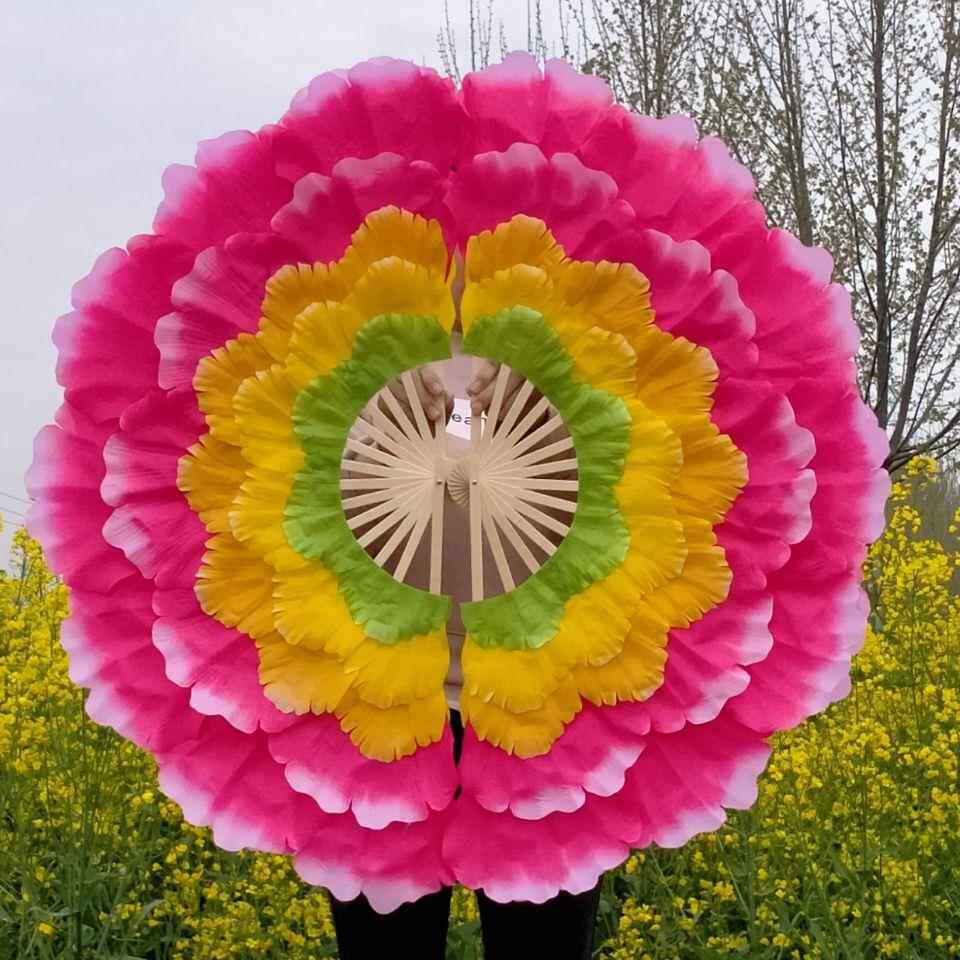 牡丹花扇大花瓣舞蹈扇广场舞演出扇转扇旋转式舞蹈扇子手腕转扇