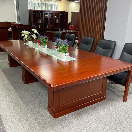 办公家具油漆会议桌长桌实木皮培训桌组合大型长方形烤漆洽谈桌椅