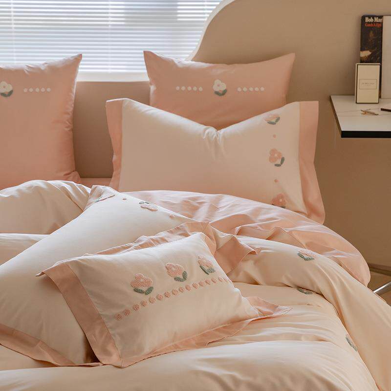 可爱卡通100支毛巾绣长绒棉四件套全棉被套床单儿童纯棉床上用品4